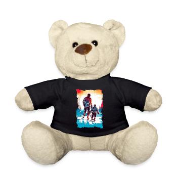 Vater und Sohn Eishockey Vatertags Geschenk - Teddy - Schwarz - Vorne