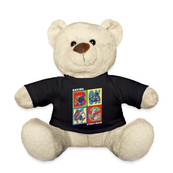 Boxing Boxer Boxing Match Sport Animals Cartoon Comic - Teddy Bear - black - Front