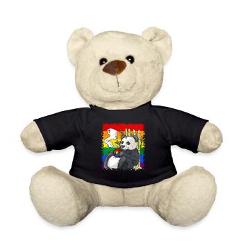 Gay Pride Rainbow Flag Panda Coffee S - Teddy Bear - black - Front