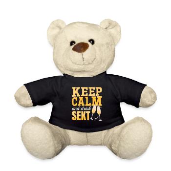 KEEP CALM and drink Sekt - Mädelsabend Pegel - Teddy Bear - black - Front