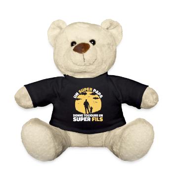 Super Papa Super Fils Cadeau Pere Fête des Pères - Nounours - noir - Devant