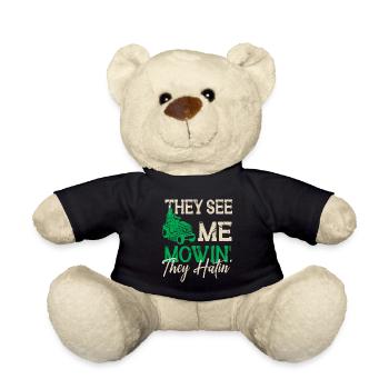 Rasenmäh Motiv I Rasenmäher für Gärtner - Teddy - Schwarz - Vorne
