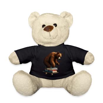 Reading bear on a skateboard - Teddy Bear - black - Front