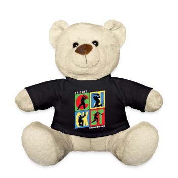 Cricket Cricketspieler Schlagmann Sport Vintage - Teddy - Schwarz - Vorne