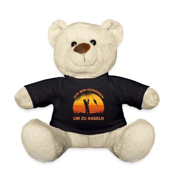 Ich bin Geboren um zu Angeln Angler Sprüche - Teddy - Schwarz - Vorne