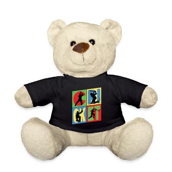 Cricket Cricketspieler Schlagmann Sport Vintage - Teddy - Schwarz - Vorne