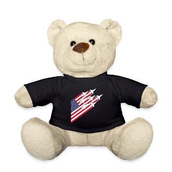 USA Flag and Fighter Jets - Teddy Bear - black - Front
