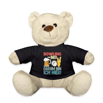 Bowling und Bier Darum bin ich hier Bowler - Teddy - Schwarz - Vorne