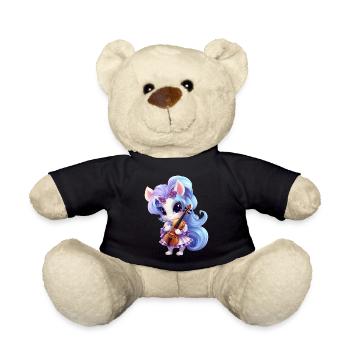 Licorne avec robe florale et violon – - Nounours - noir - Devant