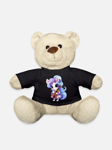 Einhorn mit Blumenkleid und Violine – - Teddy - Schwarz