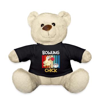 Bowling Chicken Bowling Player Women Bowling Alley - Teddy Bear - black - Front