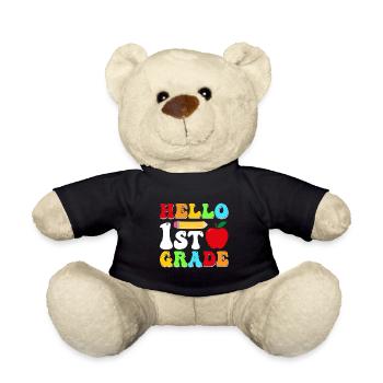 Hello 1st Grade Back To School First Day - Teddy Bear - black - Front