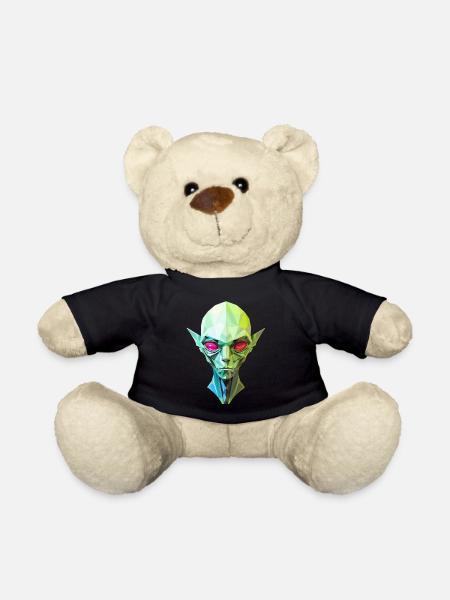 alien außerirdisch kopf potrait grün rote augen - Teddy - Schwarz