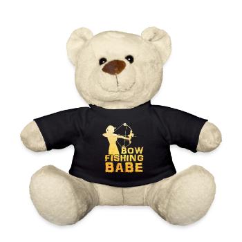 Bowfishing Babe Bow Fisherman Fish Hunting Girls - Teddy Bear - black - Front