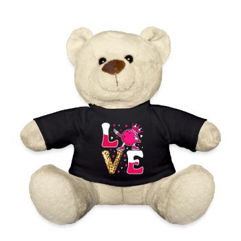 LOVE Bowling Shirt Women's Bowling Alley Outfit - Teddy Bear - black - Front