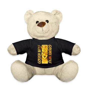 Wolf Wolfskopf Gold Mystisch Natur Wildnis Kunst - Teddy - Schwarz - Vorne