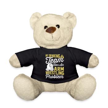 Lustiges Trinker-Team hat Problem mit Armdrücken - Teddy - Schwarz - Vorne