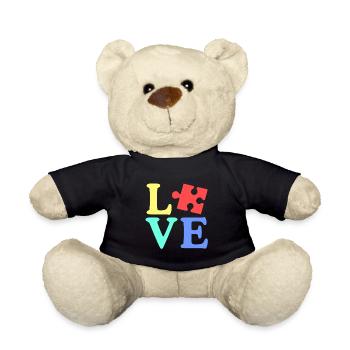 Heart Autism Awareness Puzzle - Teddy Bear - black - Front