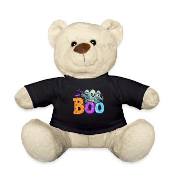 des fantômes espiègles et le dicton « BOO » - Nounours - noir - Devant