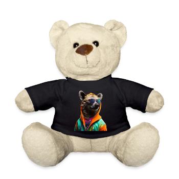 Hyena with Sunglasses Colorful Cool Hyenas Africa - Teddy Bear - black - Front