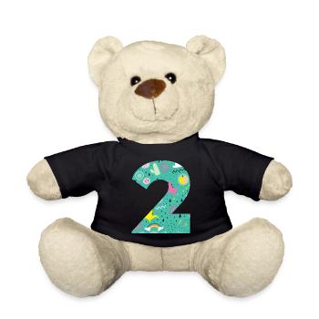 Personalized Birthday Number 2 - Teddy Bear - black - Front