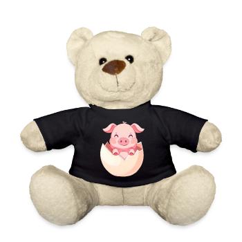 cute piglet hatches from the egg - cute - Teddy Bear - black - Front