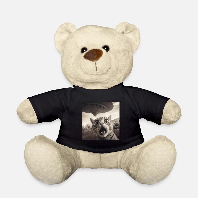 Lustige Ängstliche Katzen -Selfie UFO Alien - Teddy - Schwarz