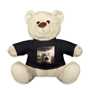 Funny Anxious Cats Selfie UFO Alien - Teddy Bear - black - Front