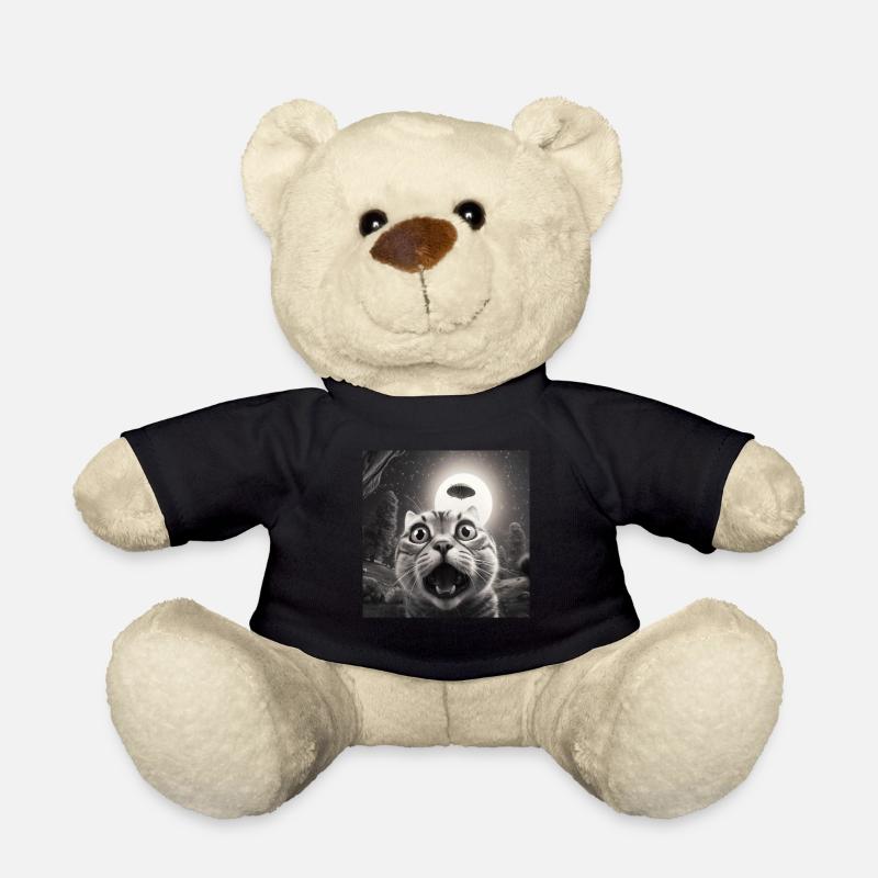 Lustige Ängstliche Katzen -Selfie UFO Alien - Teddy - Schwarz