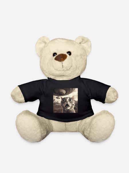 Drôle de chats anxieux selfie OVNI Alien - Nounours - noir