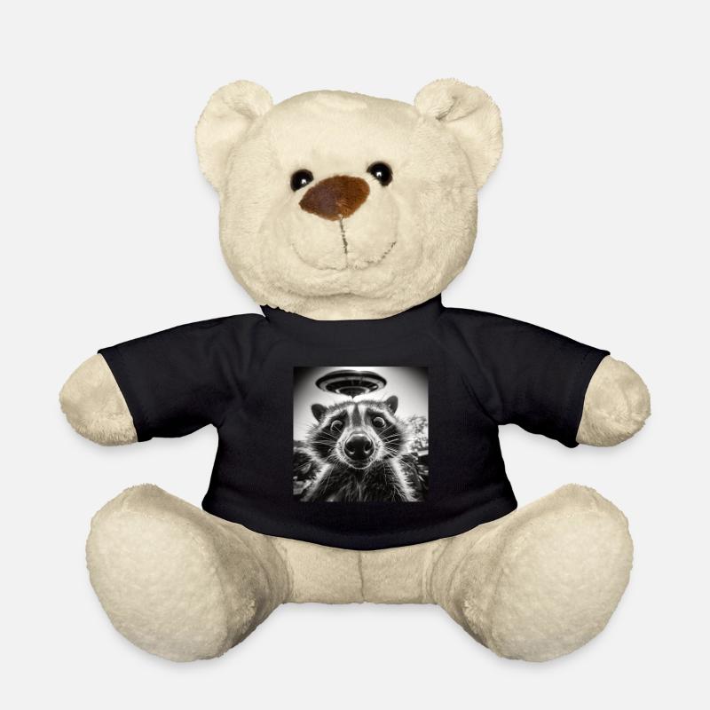 Lustig Erschrecktes Waschbär Selfie UFO Alien - Teddy - Schwarz
