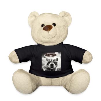 Funny Frightened Raccoon Selfie UFO Alien - Teddy Bear - black - Front