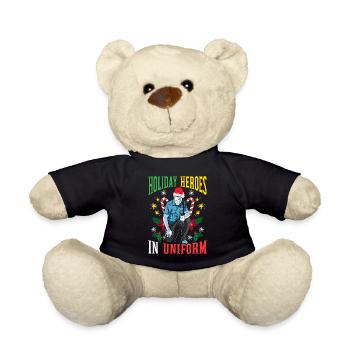 Holiday Heroes in Uniform Santa Claus Police - Teddy Bear - black - Front