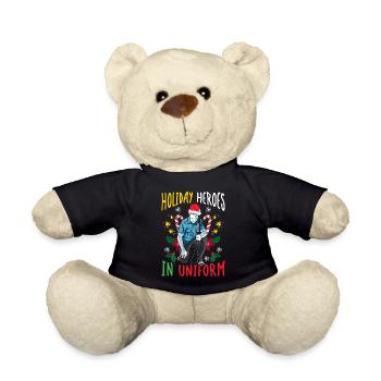Holiday Heroes in Uniform Santa Claus Police - Teddy Bear - black - Front