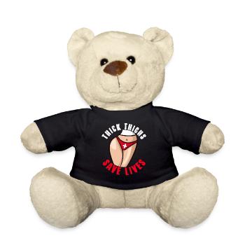 Thick Thigs Save Lives Funny Curvy Girl Gift - Teddy Bear - black - Front