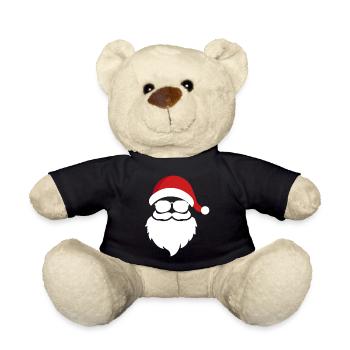 Weiß Rot Weihnachtsmann T Shirt - Teddy - Schwarz - Vorne