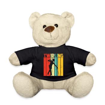 Baton Twirling Girl Twirler Majorette - Teddy Bear - black - Front