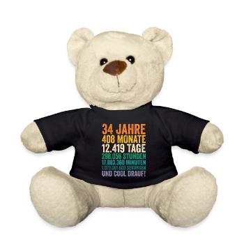 34 Jahre Vierunddreißigster Geburtstag - Teddy - Schwarz - Vorne