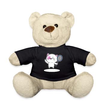 Katze spielt Badminton Federballspieler - Teddy - Schwarz - Vorne