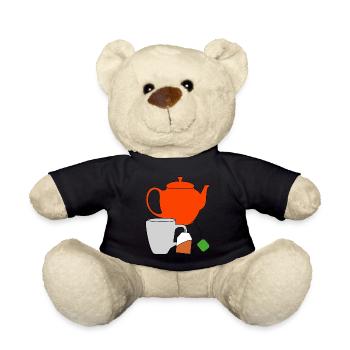 Genuss Tee Getränk Teekanne Teebeutel Tasse - Teddy - Schwarz - Vorne