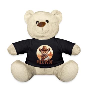 Meowdy Cat Miow Cowboy Hat Country Musik Texas - Teddy - Schwarz - Vorne