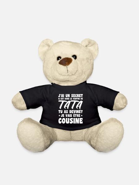 J'ai un secret je vais être cousine Humour Cadeau - Nounours - noir