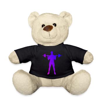 Women's Men's Cardio Weightlifting Fitness Endurance - Teddy Bear - black - Front