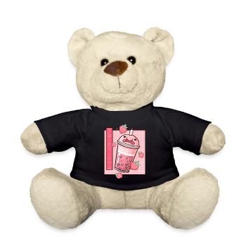 Kawaii Blobfish Boba japonais à la fraise - Nounours - noir - Devant