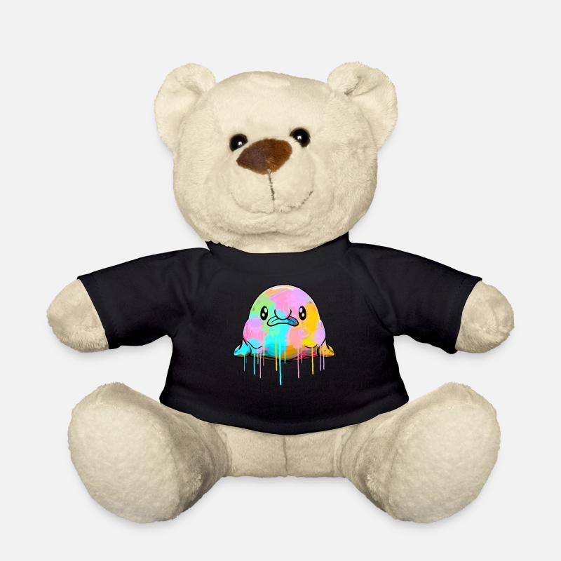 Kawaii Blobfisch tropft Farbe - Teddy - Schwarz