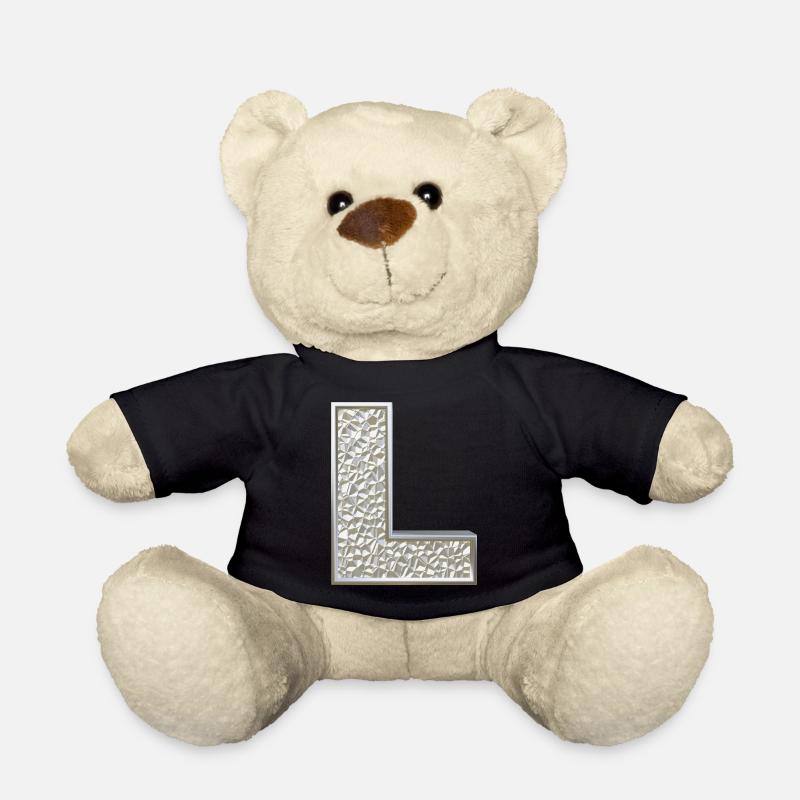 L, letter, initial, monogram, - Teddy Bear - black