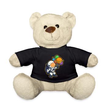 Astronaut Holding Planet Balloons Solar System - Teddy Bear - black - Front