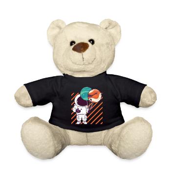 Astronaut Holding Planet Balloons Solar System - Teddy Bear - black - Front