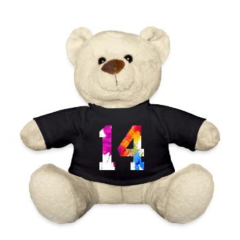 NUMBER 14 YEARS OLD 14TH BIRTHDAY - Teddy Bear - black - Front