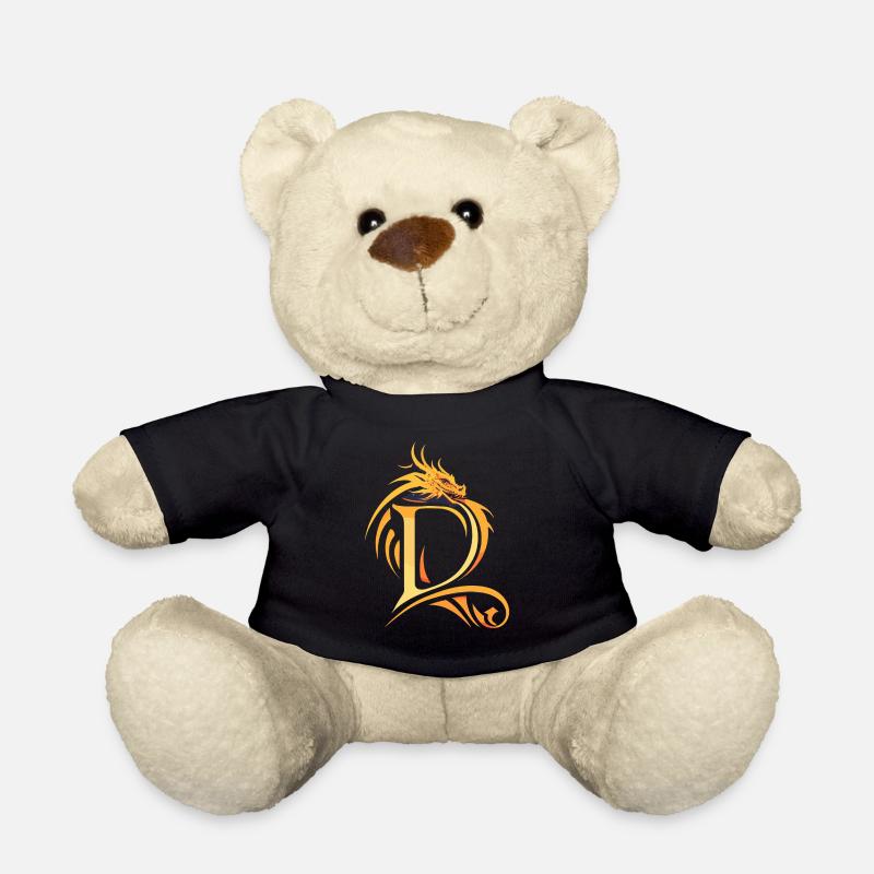 Buchstabe D mit Drache - Teddy - Schwarz